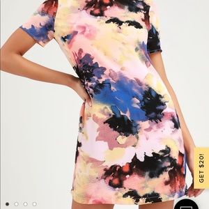 Lulus Camaraderie Blush Print Shift Dress